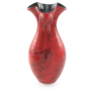 Red Horsehair Fluted Top Pottery Vase